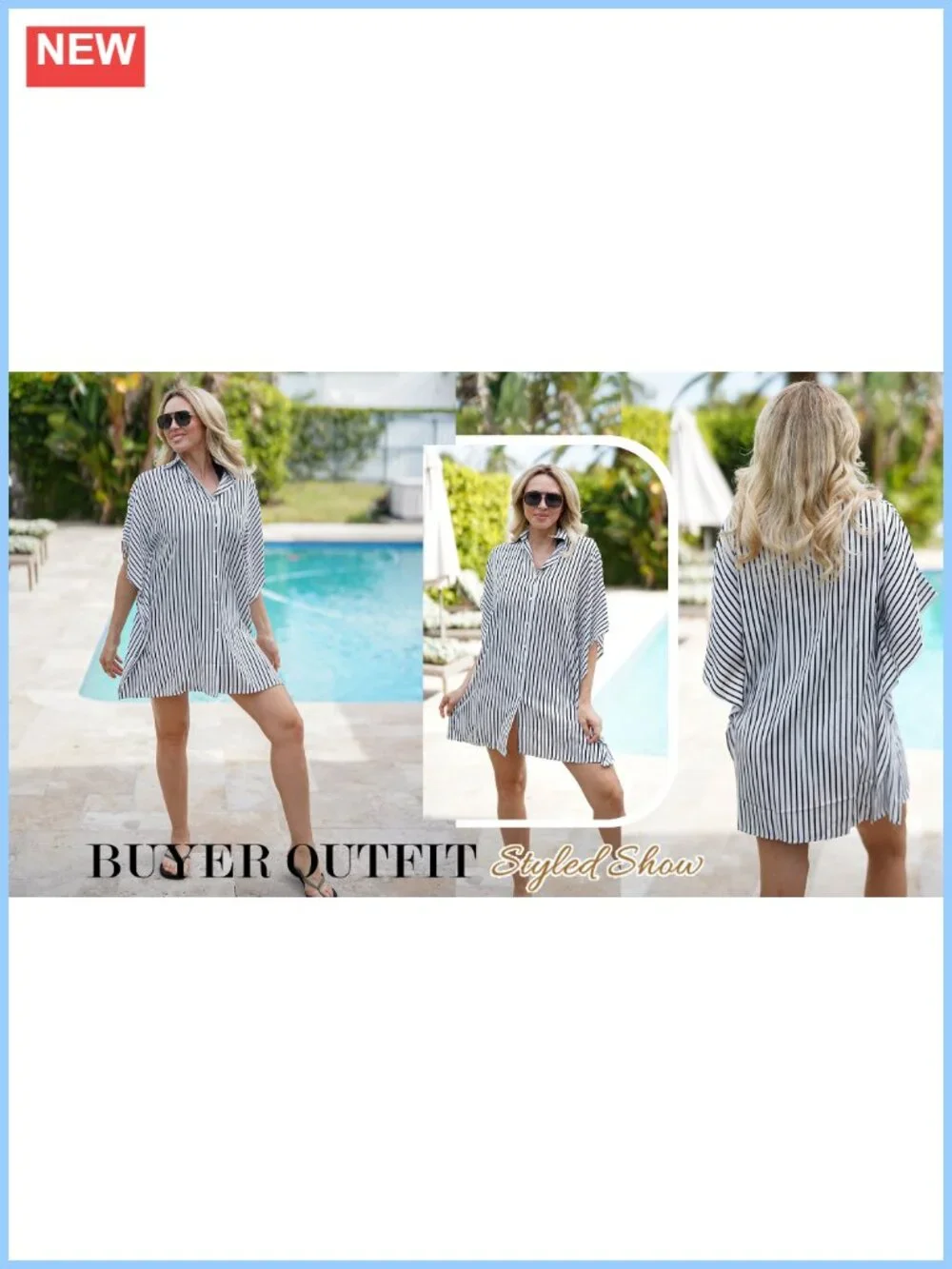 Women's Loose Fit Swim Cover Up Maxi Dress Kimono Style Button Down, Rayon, 3/4